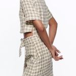 ZARA NWT  Ecru Textured Check Cut-Out Mini Dress Photo 2
