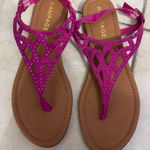 Rampage Pink and Brown T-Strap Sandals with Cutout Design Photo 0
