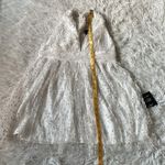 Lulus  ivory/Shiny gold tulle daisy overlay twist back skater dress size Large Photo 4