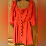 MELLODAY Orange Square Neckline A-Line Lined Mini Dress 3/4 Sleeves Size XS Photo 2