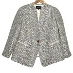 LAFAYETTE 148 Women’s Linen Blend Metallic Neutral Patterned Blazer Brown Size 14W Photo 0