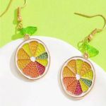 Colorful Citrus Slice Earrings Red Photo 0