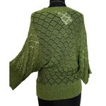 Cache Metallic PEEK-A-Boo crochet KNIT V Neck Top Banded Bottom Stretch NWT $118 Photo 4