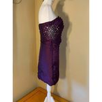 Nox Anabel Purple Pleated Rhinestone Sequin Beaded Strapless Party Mini Dress XS Purple Photo 3