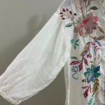 Johnny Was NWOT  100% Ramie Embroidered Floral Button-Down Tunic Shirt Blouse S Photo 11