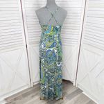 Loft Ann Taylor Paisley Cross Strap Maxi Dress Sundress Blue Green Size 6 Photo 3