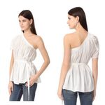 Helmut Lang One Shoulder Cotton Gauze Top White Large, New Photo 1