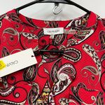 Calvin Klein NWT S Vibrant Paisley Top button down v-neck long sleeve roll tab Photo 11