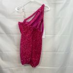 NEW Loyeloy women's pink sequins one shoulder cutout strap‎ bodycon mini dress Size XS Photo 3