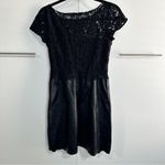 Bailey 44 Size S Black Lace and Faux Leather Boat Neck Mini Dress Goth Club Chic Photo 10