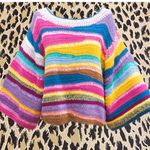 NWT Celia B Gemma Sweater Large Multicolor Boho Cotton Pullover Pink Photo 2