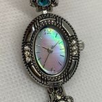 FMD women silver tone dress watch oval 20mm quartz analog rhinestones running Photo 8