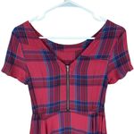 Volcom Red Plaid Short Sleeve Mini Skater Dress Photo 5