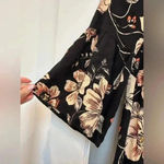 Saltwater Luxe  | Black Hibiscus Bell Sleeves Ruffle Hem Mini Dress Size XS Photo 4