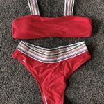 Red stretchy straps bikini set Photo 0