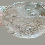 Quartz 3 Strand Stretch Bracelet Large Crackle Center Stone Clear Light Pink Gre Photo 2