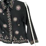 Silkland Y2K Shirt Women S Petite Black Silk Embroider Floral Button Up Boho Art Size undefined Photo 8