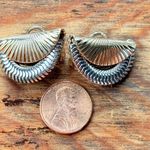 Vintage Napier Pat Pending Two Tone Fan Clip On Earrings 1950s 1960s Retro Gold Photo 6