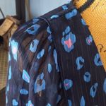 Sugar Lips  "Neon Carnival" Blue and Pink Leopard Print Chiffon Wrap Blouse Photo 3