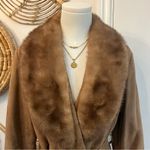 Vintage 70s Brown Suede Leather Coat Fur Collar Belted Boho Hippie Western M Size M Photo 4
