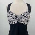 Vintage 90s Cocktail Dress Empire Waist Fit & Flare Lace Floral Black White M Size M Photo 2