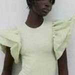 ZARA Bodysuit dramatic flutter bodysuit ruffle sleeves SMALL Green Photo 1