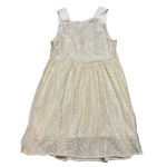 Free People  SZ Medium Mini Sleeveless Dress Beige White‎ Swirly Lined Bohemian Photo 1