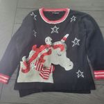 Christmas Sweater Unicorn sequins size L large ugly Christmas Sweater pa… Red Photo 0