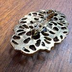 Boutique Pearl and Rhinestone Floral Brooch Pin Gold Tone Photo 7