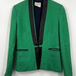 Sea New York Green Black Perforated Leather Zip Up Blazer Jacket Size 4 Photo 0