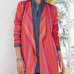 J Jill Striped Open Front Cardigan Sweater Size M Pink Size M Photo 0