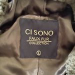Ci Sono Faux Fur Olive Green Zippered Hooded Jacket Soft Plush Warm Cozy Sz L Photo 2
