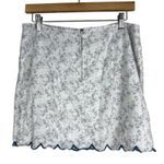 Blue Rain Mini Dress Womens M White Floral Scalloped Hem Cottagecore Coquette Photo 2