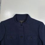 Talbots EUC  Petite Navy Blue Wool Blend Blazer Jacket Band Collar 8P Photo 2