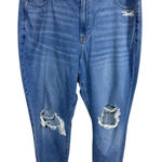 American Eagle Mom Jeans Distressed Ripped Knees Medium Wash Comfort Waist 20 Blue Size undefined Photo 0