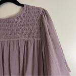 Free People  Lavender Smocked Embroidered Bodysuit Size L‎ Boho Flutter Sleeve Photo 8