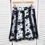 Y2K Erin B Floral Lace Trim A Line Skirt Black White 4 Knee Length Petticoat Photo 8