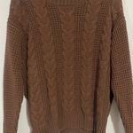American Eagle Brown Cable Knit Crewneck Sweater Photo 1