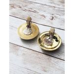 Vintage Clip On Earrings Large Domed Bright Green & Gold Tone Statement Photo 6