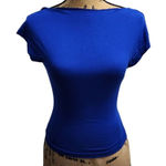 SheIn Royal Blue Backless Cap Sleeve Fitted Top Stretchy Blouse Size S Photo 0