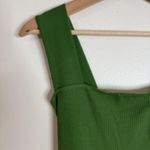 Reformation cassi knit Dress XS Green Ribbed Midi Sleeveless Square Neck slit Photo 4