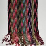 Tolani  Scarf Tassels Art To Wear Abstract Rainbow Long Black Green Purple Red Photo 6