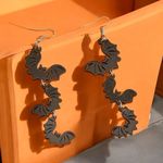 Cute 3 Black Bat Design Long Dangle Earrings Cute Party Style Acrylic Halloween‎ Photo 2