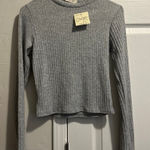 Olivia Rae Gray Ribbed Long Sleeve Top Photo 0