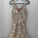 Dress the Population  Ivory Sheer Crochet Lace Marion Crop Pant Jumpsuit M Photo 4