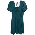 Daisy May  Teal Mini Dress Puff Sleeve Empire Waist Tie Back Size L Cottagecore Photo 1