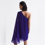 Reiss FLEUR SHEER CAPE SLEEVE MINI DRESS IN PURPLE, US 4, $330 Photo 1
