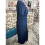 Dress 1980s Navy pleated bodice swing skirt shoulder pads Blue Size 6 Photo 5