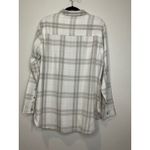 Jachs Girlfriend  Plaid Button Up Shirt Women L Beige White Long Sleeve New Tag Photo 2