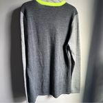 Nike Merino Wool Long Sleeve Sweater Size Large Gray with Neon Yellow Green Photo 5